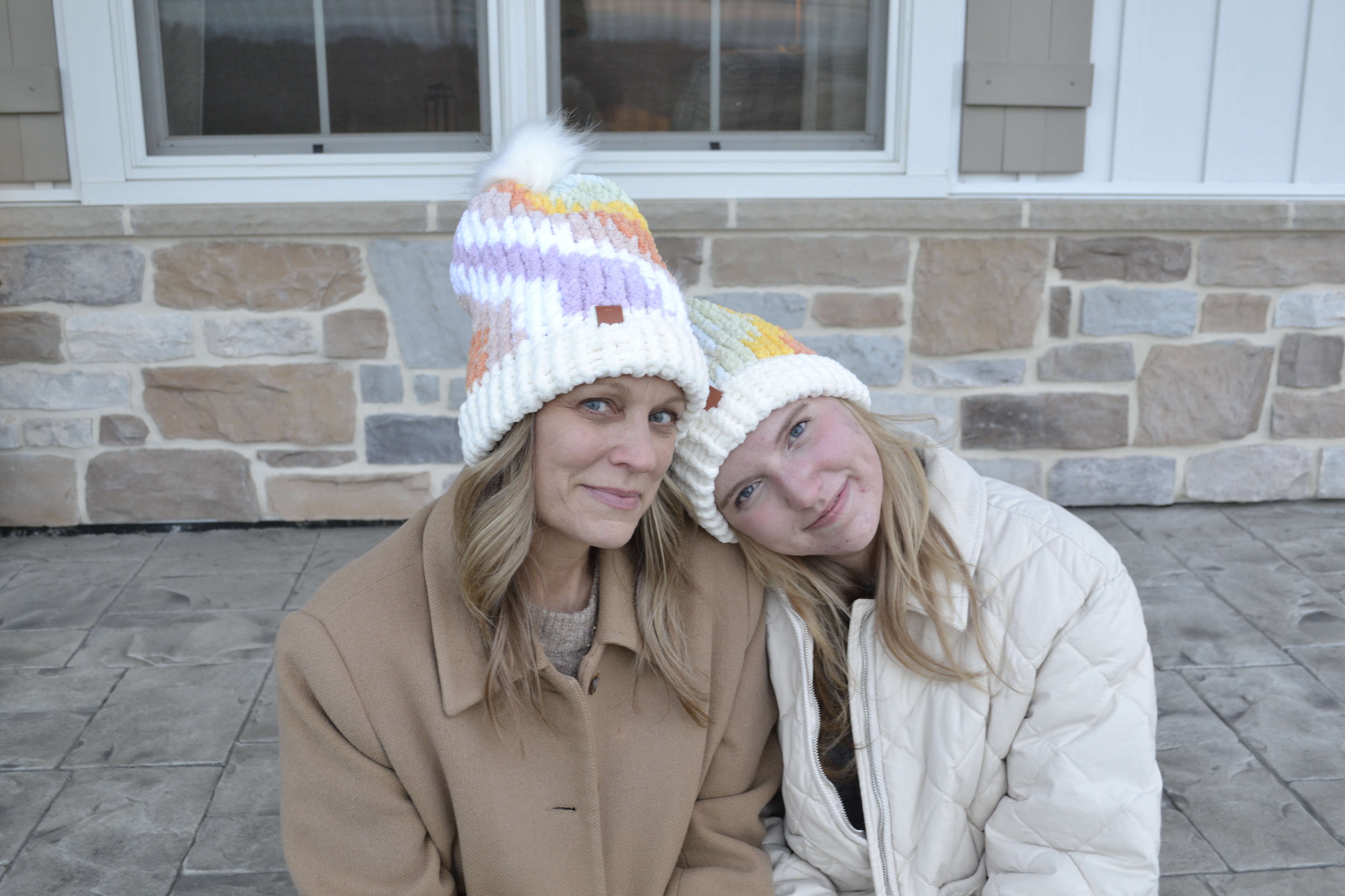 Hand Knit Rainbow Hats